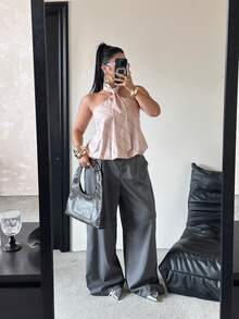 POPSWAY 条纹印花露背吊带系带宽松上衣，优雅大方，适合度假、外出穿着，露肩设计，无后背。 - 彩色 - 查看 7