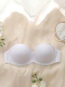 Sujetador de estilo simple para mujer de unicolor con aros y tirantes - Blanco - Ver 1
