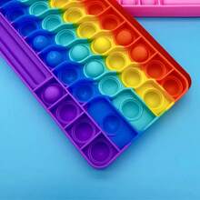 1Pc Rainbow Keyboard Pop-Up Fidget Toy, Push Bubble Sensory Stress Relief Toy, Educational Math Learning Game For Kids, Ideal Basket Stuffer For Birthday Christmas Easter Holiday Gifts, Perfect For Classroom Rewards & Party Favors - Multicolor - View 5