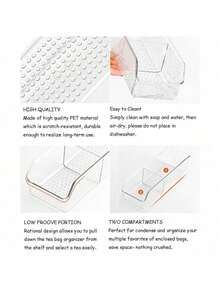 2Pcs Multifunctional Transparent Storage Box, Space-Saving Organizer For Tea Bags & Spices, Essential Kitchen Countertop Storage - Transparent - View 3