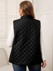 EMERY ROSE Áo khoác vest chần bông có khóa kéo Plus, cho mùa đông - màu đen - Xem 4