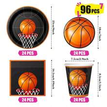 橙黑蓝阴影一次性餐盘、餐巾纸和杯子，派对用品套装，可供 24 人使用，一次性纸质派对餐具，适合生日、婚礼、主题派对、家庭野餐。 - 查看 10