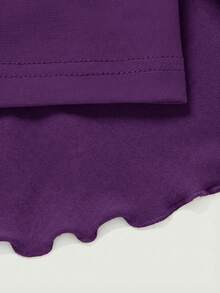 SHEIN PETITE CURVE Drawstring And Fold Detail Solid Color Cake Skirt - Purple - View 2