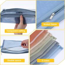 Colorful Mesh Zipper Bag, Double Nylon Building Block Set Toy Storage And Finishing, Breathable See-Through Zipper Bag With Handle, Suitable For Active Office Games - Multicolor - View 3