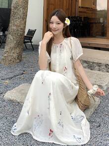 DAZY Women's Vacation Style Korean Shirt And Mini Skirt 2 Pieces Set - Apricot - View 7