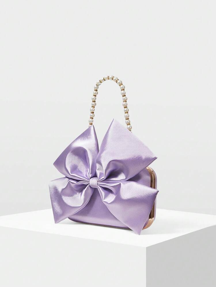 FASHIONABLE & ELEGANT BOW DECOR EVENING CLUTCH, VALENTINES, PERFECTLY MATCHING WITH PROM DRESSES FOR WOMEN, PROM ACCESSORIES,SEQUIN DRESS WOMEN,SPARKLY DRESS,ELEGANT DRESSES FOR WOMEN, PROM BAG FOR PARTY , PINK