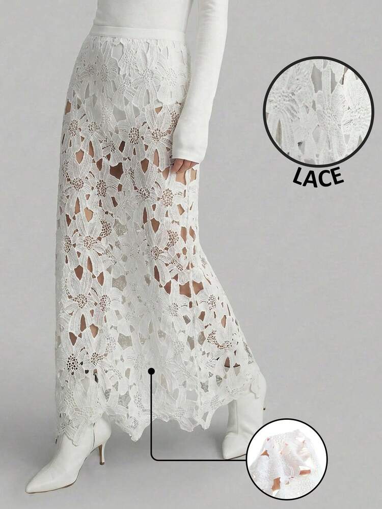 2026SS New Spring/Summer Apparel, Spring/Summer Outfit, Black Hollow-Cut Lace Fabric, Loose Silhouette, Women's Skirt, Elegant For Parties, Sophisticated Urban Casual Fashion Business Casual Office Wear, Low-Key Affluent Aesthetic, High-Quality Airport Fashion, High-Grade Materials, High-Sensibility, High-Elegance Affluent Aesthetic, Cruise Wear, All-Season Essential, Party Atmosphere Outfit, Versatile Layering, Thanksgiving Outfit, Holiday Outfit, Beach Outfit, Women's Office Outfit