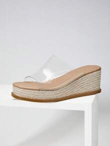 SHUZIA Giày đế xuồng espadrille đế dày, quai ngang, tối giản dành cho nữ. - Trong sáng - Xem 7