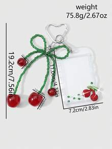 ROMWE Kawaii 1個Ins創意百搭時尚精緻田園風紅色樹脂手工串珠閃亮半透明3D仿真卡通蝴蝶結軟陶水鑽滿鑽亮櫻桃壓克力透明蕾絲滑蓋卡套，適用校園卡、交通卡、星卡DIY愛心鑰匙圈配件、包包掛飾，適合上班族、學生、派對愛好者，日常佩戴，節日禮物 - 多色-124 - 查看 3