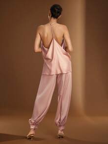 Hauture Top con cuello de halter y espalda descubierta con textura - Rosa - Ver 4