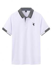 Manfinity Homme Men's Knight Print Casual Versatile Commuting Short Sleeve Polo Shirt - White - View 2