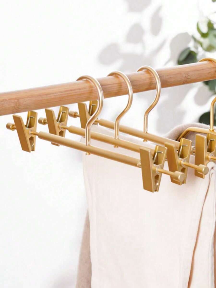 5/10/20 Pieces Of High Manganese Steel Pants Rack, Household Pants Clip, Pants Rack Hanger, Aluminum Alloy Pants Hanger, Suitable For Wardrobe Drying Clip, Windproof And Rust Proof - Gold - View 1