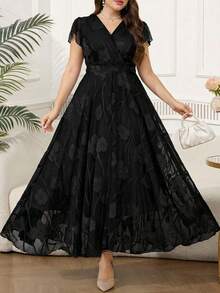 Reflora Vestido floral elegante para mujer de talla grande, vestido de invitada de boda de verano - Negro - Ver 11
