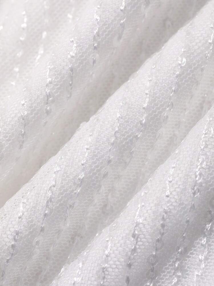 White Lace Patchwork Sleeveless Mini Dress For Women, Spring & Summer