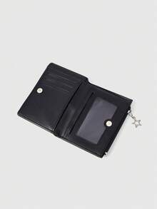 ROMWE 1 Buah Dompet Gothic Paskah Punk Ngengat Bulan Desain Kreatif Pola Pentagram Resleting Tas Koin, Tas Kartu Kasual Bergaya - ngengat ungu - View 2