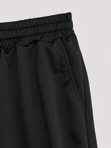 Whitmere Men's Black Solid Knit Athletic Shorts, Drawstring, Pocket, Summer, Short Pants, Lightweight, Breathable, Cool, Casual, Comfortable, Daily Wear Gift For Father/ Husband - Black - View 4
