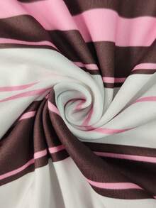 Resyla Camiseta de mujer de manga corta, cuello redondo y rayas, de estilo casual para el verano - Multicolor - Ver 3