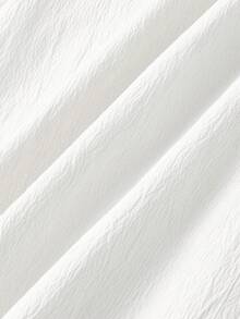 SHEIN MOD Petal Sleeve Tie-Waist Solid Color Square Neck Mid-Length Dress - White - View 7