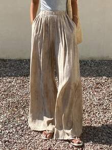 Livesso Quần ống đứng dáng rộng, thoải mái, nhuộm tie-dye dành cho nữ, phong cách đường phố, lễ hội âm nhạc, ngày Valentine, đám cưới, đi biển, kỳ nghỉ, phong cách bohemian, mùa xuân & hè. - màu nâu - Xem 1