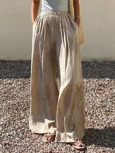 Livesso 女士扎染宽松休闲街头音乐节情人节婚礼海滩度假波西米亚风直筒裤，春夏款