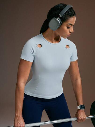  Powerista Women's Seamless Solid Color Hollow Out Fitted Round Neck Short Sleeve Sports T-Shirt Women's Long Sleeve Semi-Sheer Sports T-Shirt  Top Powerista Solid Color Fashion Sport T-Shirts & Tanks, Suitable For Summer Women's Casual Sports Solid Color Tank Top Cut Out Back Solid Sports Tee Gym Top Workout Tank Top Seksi Chic For Daily Wear Yoga Yoga Studio Tennis Gym Indoor Outdoor Active Powerista Women's Solid Color Simple Daily Short Sleeve Sport T-Shirt & Tank Top Gym Shirts