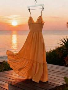 GlowEve 女士精美编织优雅夏季度假连衣裙 - 橘色 - 查看 2