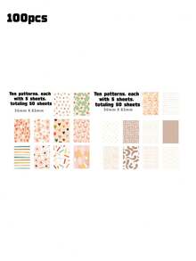50Sheets/100Sheets/150Sheets/200Sheets Vintage Scrapbook Paper Kit -Material Paper, Complete Scrapbooking Supplies Back To School - Multicolor - View 6
