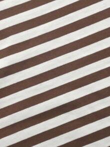 IslaSuriya Women's White Button Design Short Sleeve Casual 2000s T-Shirt Brunch School Summer - Brown - View 3