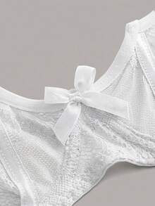 ROMWE Gothic Lace Floral Bralette & Wireless Bra - White - View 3