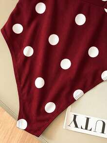 SHEIN Clasi Áo liền thân màu trắng thanh lịch dành cho nữ, có cổ áo blazer. - Màu Đỏ Sâu - Xem 5