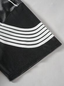 Bộ áo thun và quần short kẻ sọc dành cho nam, thích hợp cho mùa xuân/hè. - màu đen - Xem 4