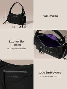 GLOWMODE Tas Bahu SunChaser Kecil 5L Tahan Air dengan Banyak Kompartemen dan Resleting Eksterior, Cocok untuk Liburan Musim Panas, Aktivitas Luar Ruangan, dan Pakaian Kasual Sehari-hari - Hitam - View 4