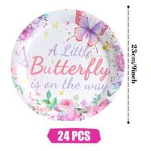 Little Butterfly Happy Birthday Disposable Plates, Napkins And Paper Cups Party Set, Serves 24 Guests. This Disposable Paper Plate Party Tableware Is Suitable For Birthdays, Weddings, Themed Parties And Family Picnics. - View 10