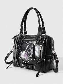 ROMWE Kawaii Túi đeo chéo Love Locomotive Sweet And Cool Wind trong suốt nhiều lớp - màu đen - Xem 2