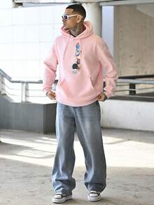 Devon Thys Áo hoodie nam K-GLORY, mẫu mới thu đông in hình các nguyên tố hành tinh, có túi kangaroo, thích hợp cho các cặp đôi. - Hồng - Xem 5