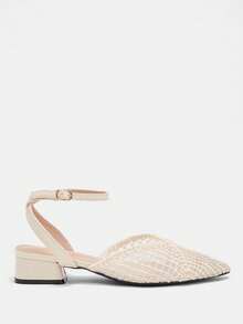 CUCCOO CURVES 女鞋 女士尖头搭扣设计 日常百搭时尚宽楦高跟鞋 - 杏色 - 查看 1