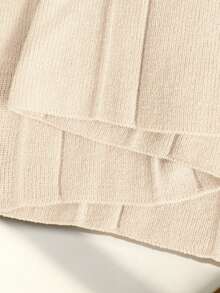 Franclia 女士休闲优雅日常百搭纯色无袖玫瑰金金属扣装饰修身短款褶皱针织连衣裙，春夏款 - 杏色 - 查看 7