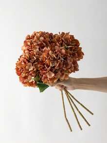 1Pc Orange Faux Hydrangea Flower High Quality Silk Like Artificial Floral Decor For DIY Wedding Bouquet Parties Home Living Room Kitchen Garden Hotel Office Spring Holiday Decoration Wreath Gift - Orange - View 5