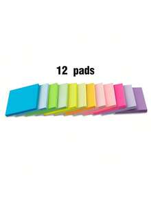 (24 piezas/12 piezas) Notas adhesivas de colores de 3 pulgadas x 3 pulgadas, aptas para uso en el hogar, la oficina y la libreta. - Multicolor - Ver 6