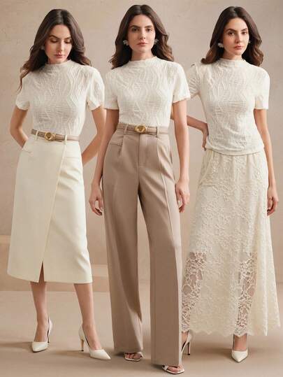  Camiseta de manga corta de mujer Anewsta, elegante, de vacaciones, de playa, informal, de punto, con textura arrugada, en color albaricoque