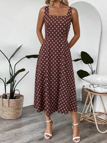 EMERY ROSE Women's Summer Mini Ditsy Floral Square Neck Midi Dress - Multicolor - View 5