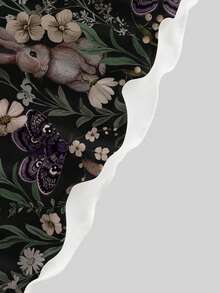 ROMWE Goth 哥特嬉皮风兔子植物印花迷你连衣裙（女款） - 黑色 - 查看 4