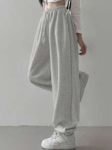 DAZY Quần jogger cạp chun kiểu dáng thường ngày cho bé gái tuổi teen - Màu Xám nhạt - Xem 4