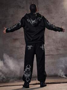 Men's Personalized American Retro Straight-Leg Jeans, Emo Style, Grunge - Black - View 4