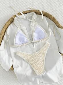 Bộ đồ bơi nữ Swim Vcay Elegant 2026 chấm bi nhiều màu, họa tiết da báo phối màu tươi mới, bikini tam giác buộc dây cổ siêu mềm mại, co giãn, mềm mại, áo bikini buộc dây cổ có thể điều chỉnh với đệm mút tháo rời, quần bikini cạp cao kiểu Y2K với họa tiết sọc phối màu. - Màu vàng - Xem 6