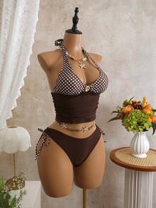 Bellisia 新款夏季度假波点露背性感系带吊带泳衣套装 - 彩色 - 查看 4