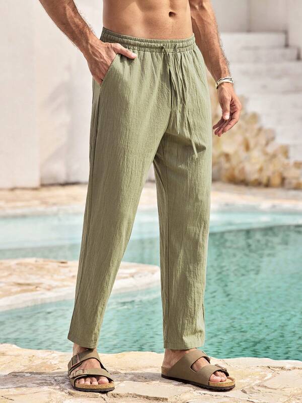 Mercer Haus Pantalones casuales y de negocios de unicolor tejidos para hombres, apropiados para el verano y las vacaciones tropicales en Hawái.