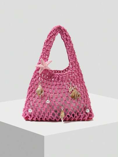 ROMWE Kawaii 时尚休闲海洋主题吊坠，纯色镂空钩编手形设计，开放式款式，适合度假旅行，浪漫风格，适合女性纤细的手型，户外旅行、度假、日常休闲时尚搭配，也是送给朋友和家人的绝佳礼物。