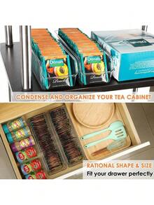 2Pcs Multifunctional Transparent Storage Box, Space-Saving Organizer For Tea Bags & Spices, Essential Kitchen Countertop Storage - Transparent - View 5