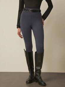With My Calm With My Calm Women's Equestrian Jodhpurs/Breeches, Full Silicone Seat Non-Slip Riding Pants, Suitable For Horse Riding Sports, - Grey - View 3